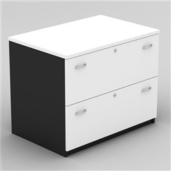 OM Lateral Filing Cabinet 2 Drawer 900W x 600D x 720mmH White And Charcoal