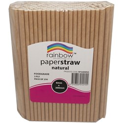 Rainbow 6mm Paper Straws Natural Pack of 250