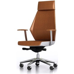 Evolution Executor IV Chair Tan Leather And White PVC