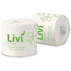 Livi Everyday Toilet Paper Rolls 2 ply 400 Sheets Box of 48