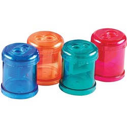 Stat Double Barrel Plastic Pencil Sharpener Assorted Colours