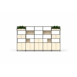 OLG Rhodes Modular Shelving 5 Bay 4200W x 455D x 2400mmH Nordic Maple Black Frame