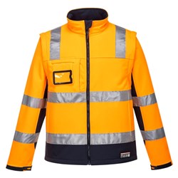 Huski Chassis Hi-Vis 2-in-1 Contrast Softshell Jacket 3 Layer 3XL Railway Orange