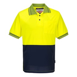 Portwest Hi-Vis Micro Mesh Polo Shirt Short Sleeve 7XL Yellow And Navy