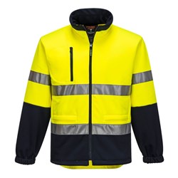 Portwest Hi-Vis Contrast Zip Water Repellent Brush Fleece Jumper 2XL Yellow And Navy