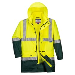 Portwest Eyre Hi-Vis Contrast Rain Traffic Jacket 4XL Yellow And Green