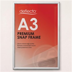 Deflecto Premium Snap Frame A3 25mm Aluminium Frame Silver