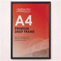 Deflecto Premium Snap Frame A4 25mm Aluminium Frame Black