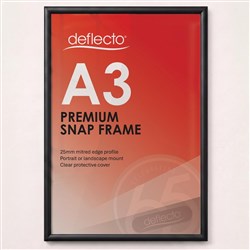 Deflecto Premium Snap Frame A3 25mm Aluminium Frame Black