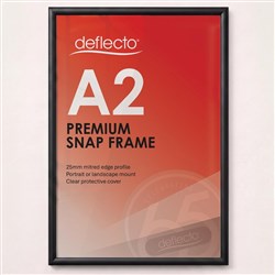 Deflecto Premium Snap Frame A2 25mm Aluminium Frame Black
