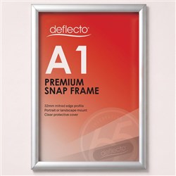 Deflecto Premium Snap Frame A1 32mm Aluminium Frame Silver