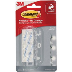 Command 17017CLR Cord Organiser Cord Clips Clear Pack of 4