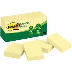 Post-It 653-RP Greener Notes 36x48mm Recycled Yellow Pack of 12