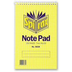 Spirax 563A Reporter Notebook 200mmx127mm Ruled 200 Page Top Open