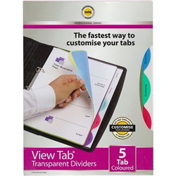 Marbig Professional Series Dividers A4 5 View Tab Transparent Multi Colour