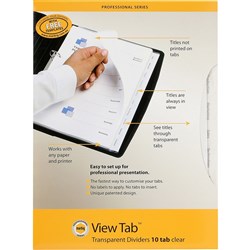 Marbig Professional Series Dividers A4 10 View Tab Clear