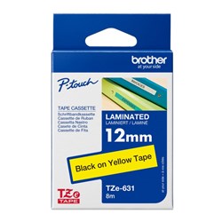 Brother TZE-631 P-Touch Tape 12mm x8m Black on Yellow