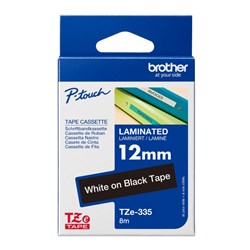 Brother TZE-335 P-Touch Tape 12mmx8m White on Black