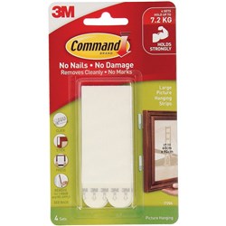 Command 17206 Picture Hanging Strips Large Sets of 4 White